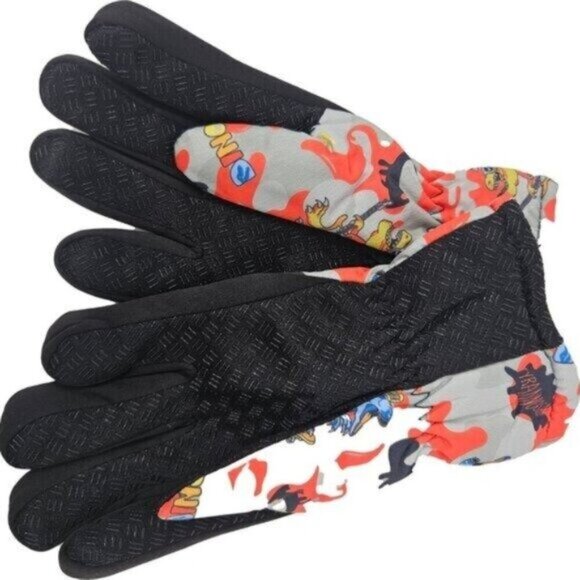 Kids Fur Lined Winter Ski Gloves, Blue - Picture 4 of 4